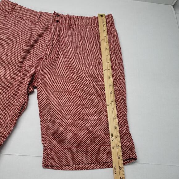 Garbstore Chino Shorts Mens 32 Red Pattern 10" Luxury Cotton Summer Japan London - Picture 7 of 16